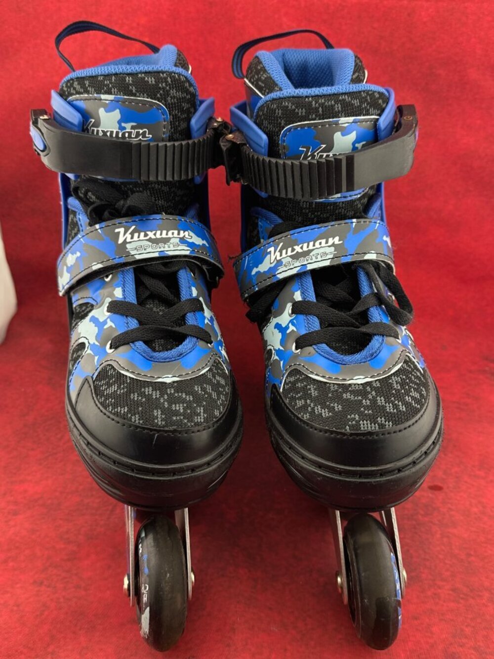 KUXUAN SPORTS JUNIOR REC FITNESS SKATES ROYAL BLUE ADJUSTABLE SIZING SIZE L